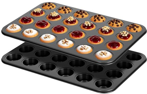 WESIRI 2 Pack Mini Muffin Pan Nonstick 24 Cup, Mini Cupcake Pans for Baking 24 Cups, Carbon Steel