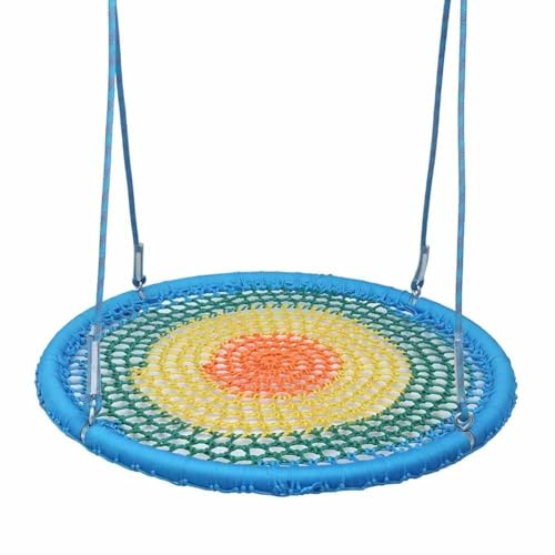 LXHELIVERY Kids Outdoor Nest Disc Swing - Fabric Durable Steel Frame With Adjustable Hanging Rope For Playground, Backyard(Multicolor,70cm/2.2ft)