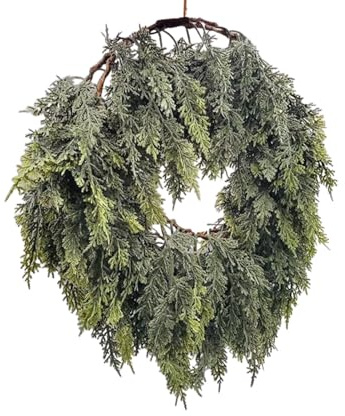 Christmas Cypress Garland – Artificial Green Faux Cedar and Pine Garland | 1.8 m, Decoration for Fireplaces, Tables, Stairs, Railings, Shelves, Doors, and Festive Environments