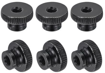 QUARKZMAN 6 Stück Rändelmuttern M6 x 20 x 12mm Kohlenstoffstahl Schwarz | Rändelmutter Verstellbare Rändelräder Befestigungsmuttern, Für 3D-Drucker Teile