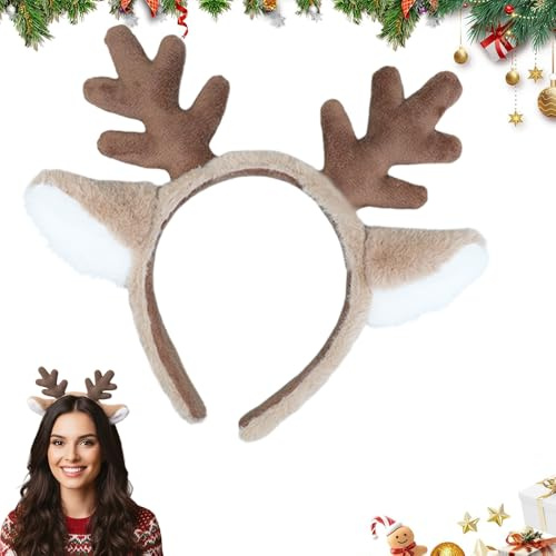Generisch Reh Ohren Haarreif, Weihnachten Reh Geweih Haarreif Rentier Stirnband Weihnachts Haarschmuck für Kinder und Erwachsene, Weihnachtsdeko Weihnachtsfeier Kostümparty und Cosplay Stirnband (A#)