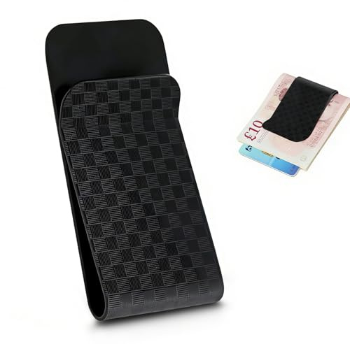 JWJDSAK Real Carbon Fiber Wallet for Men, Super Slim Credit Card Holder & Money Clip, Front Pocket Business Cash Wallet - Matte Black