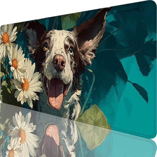 Tapis de Souris Gaming Bleu, Grand Tapis de Souris XXL 1600x800x3 mm, Chien Mouse Pad pour Clavier et Bureau, Gaming Accessoire, Antidérapante, Améliore la précision et la Vitesse pour Gamer l-8446
