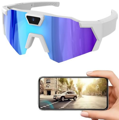 Jeeeun 2026 Baseball Glasses with Camera, 4K POV Smart Glasses for Men and Women, Sunglasses with Audio Video Recording (Blue)