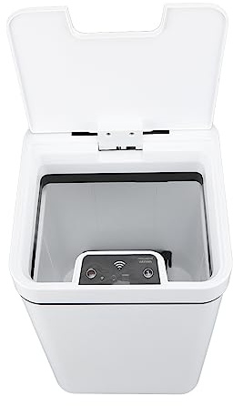 SIXRUN Bote de Basura Inteligente con Sensor de Movimiento, Contenedor de Basura sin Contacto de Plástico PP Sellado para Baño, Oficina, 18L