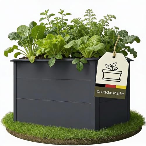 novaterra® Hochbeet Metall Anthrazit - B 100 x T 50 x H 77 cm - Premium Hochbeet aus pulverbeschichtetem Stahl, Schneckenschutz, wetterfest, ideal für Kräuterbeet, Frühbeet & Blumenkasten
