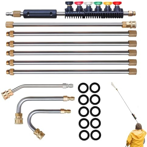 Nettoyeur de gouttières, télescopique pour Nettoyeur Haute Pression - Ensemble de s télescopiques pour Nettoyeur Haute Pression | Poteau d'extension de de gouttière, 4000PSI, connecteur 1/4