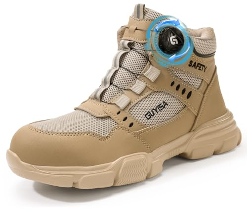 GUSAYEX CE Certified Steel Toe Cap Safety Boots Mens Lightweight Work Boots | Quick dial, impact and puncture protection, flexible cushioning for warehouse, logistics, workshop and fit-out work