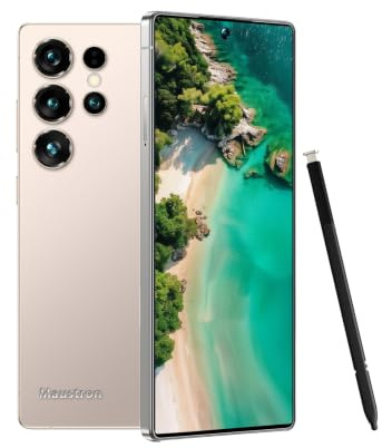 Smartphone B25Ultra da 7,3 pollici, 8 GB di RAM + 256 GB di ROM, supporta schede MicroSD fino a 128 GB, doppia SIM, 5G, Android 14, doppia fotocamera, sblocco tramite impronta digitale, colore oro