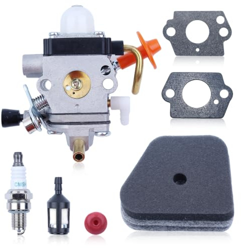 Haishine C1Q-S174 Vergaser Kit für Stihl FS90 FS90 R FS87 FS87R FS100 FS110 FS110R für FS FC KM Rasenmäher Serie mit Zündkerze + Luftfilter + Ölfilter + Vergaserdichtung + Ölblasenstopper