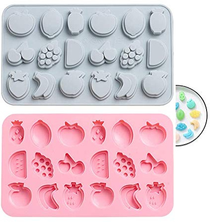 Silicone Chocolate Moulds, Non-Stick Candy Handmade DIY Molds, Kitchen Baking Mould for Chocolate Candy Ice Cube Tray (2pc Fruit Shape)