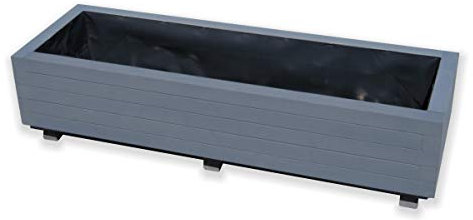 Alfalux Hochbeet 120 x 40 x 30H cm mit 2 x Wasserablauf Blumenkasten aus Holz Pflanzkübel Garten Balkon Terrasse GRAU ANTHRAZIT AB120KAN4030AN