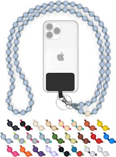 BEARFOOT Holzperlen Handykette universal 135 cm, handgefertigt (The Shark) | Schlüsselband zum Umhängen, kompatibel mit allen Smartphones, iPhone & Samsung, als Kette oder Necklace
