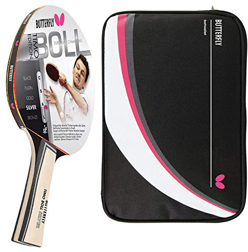 Butterfly® Timo Boll Silver 85015 Tischtennisschläger | Tischtennis Racket TT Bat Hobbyschläger für ambitionierte Freizeitspieler | hochwertig | ITTF zertifizierter Addoy Belag | anatomische Griffform