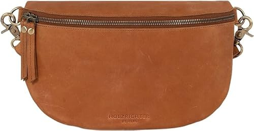 HOLZRICHTER Berlin - Große Bauchtasche aus Leder für Damen, 14 x 28 x 7 cm, Vintage Gürteltasche, Handgefertigte Hüfttasche, Premium Accessoire in Schwarz, Braun, No 2-2 (Camel)