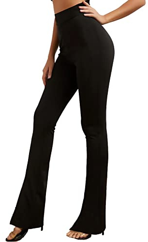 MCA Pantaloni Donna Campana Aderenti Zampa Elefante Elasticizzati (IT, Testo, XS, Regular, Regular, Nero Zampa)