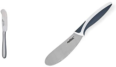KitchenCraft Butter Knife MasterClass of Stainless Steel, Easy Spread and Rust Resistant, 16 x 2cm (6.2 x 0.8''), Silver & Zyliss E920250 Comfort Spreading Knife, Japanese Stainless Steel, Black/White