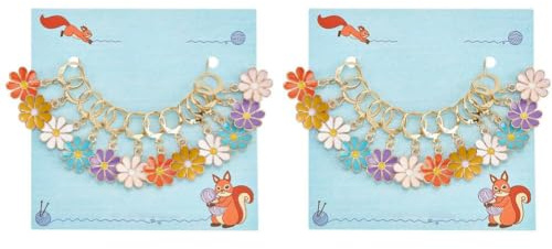nbeads 24 Stück 6 Farben Maschenmarkierer, Legierung Gänseblümchen Blume Emaille Crochet Charms Stitch Marker Stricken DIY Geschenk für Stricken Weben Nähen Zubehör Quilten Schmuckherstellung