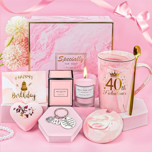 YYDSXK 40 Geburtstagsgeschenk für Frauen, Porzellan Kaffeebecher Set, Entspannung Geschenk für frauen, Geschenk Freundin Geburtstag, Geschenke für Frauen 40 Jahre Beste Freundin, Mama, Schwester