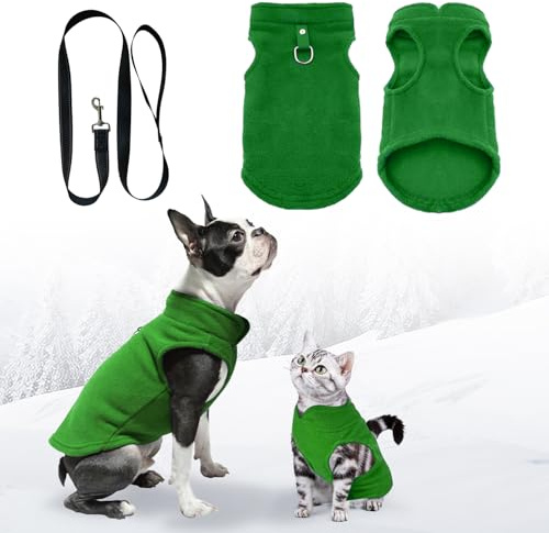 Hundkappa i liten storlek, hundtröja, hundtröja, hundrock, katttröja, kattrock, hundkappa med D-ring, Chihuahua-kläder för små hundar/katter (grön, L)