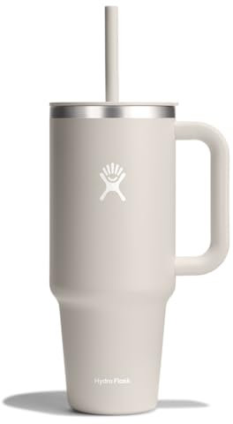 Hydro Flask 40 Oz Travel Tumbler with Handle, Lid and Straw - Insulated Stainless Steel in 40 Oz Oat Tan