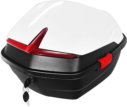 VECNUM Topcase Motorradkoffer Top Case Box, Top Case Universal, Für Roller, Motorrad, Mofa & Quad Aufbewahrungskofferroller Kann Helme,Weiß