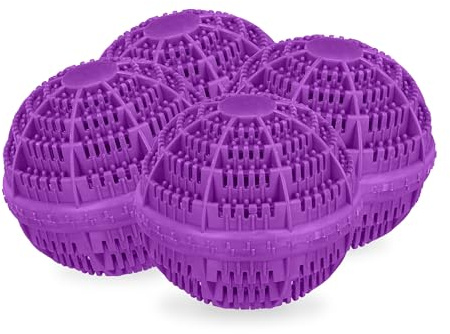 Relaxdays Waschball, 4er Set, Waschkugel für Waschmaschine, ökologisch, hautfreundlich, Waschen ohne Waschmittel, lila | ökologisch, hautfreundlich, Waschen ohne Waschmittel