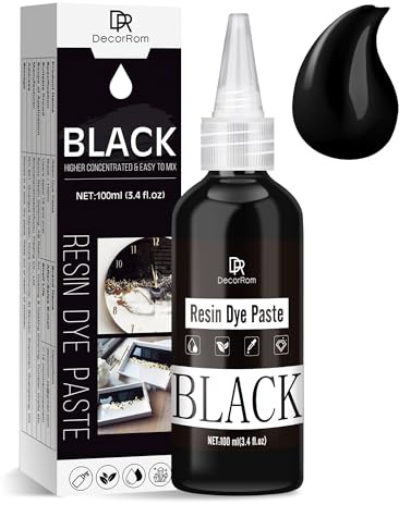 DecorRom Epoxiharts färg svart harts färgpasta - 100 ml koncentrerad epoxiharts pigmentpasta för epoxi, konstharts, underlägg, smyckestillverkning - svart UV harts pigmentpasta för fluffbord, målning