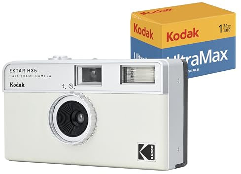 KODAK EKTAR H35 Halbformat-Filmkamera (Off-White, Bündel mit 24 Aufnahmen)