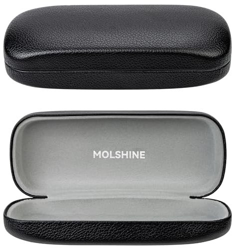 molshine Hartschalen-Sonnenbrillenetui, tragbares großes Brillenetui mit Tuch für Damen und Herren, auf Reisen und zur Arbeit (Schwarz)