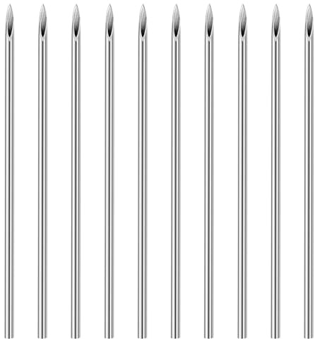 Ieron 10 nålar för öronpiercing, näsa, blandade nålar för kroppspiercing, rena engångsnålar för öronpiercing, näsa, navel, bröstvårta, läpp (18G)