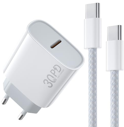 USB C Ladegerät, [𝐀𝐩𝐩𝐥𝐞 MFi-Zertifiziert] 30W Typ C Schnellladegerät Netzteil and Original 2M Geflochtene Schnellladekabel für iPhone 17 Zubehör/Air/17/16/15 Pro Max/16e/iPad Pro 12.9/11