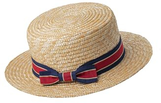BABEYOND Herren 1920er Krempe Bootshut Gatsby Strohhut 20er Jahre Kostüm Accessoires Rot Blau