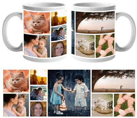 Personalised Mug with Photo Collage Personalised with 10 Photo School Home Office Cup Work Desk Novelty Mugs for Work Colleagues, Great Gift Christmas Birthday Present 160-Fathers Day