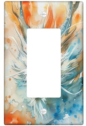 Abstract Light Switch Cover Plate, Vibrant Orange Blue Modern Rocker Wall Plate, Spring Festive Wall Decor, Standard Size Plastic Plate Cover Single Rocker