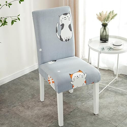 Stuhlhussen 4er Set Katze Stretch Hussen Für Stühle, Abnehmbarer Waschbarer Stuhlüberzüge,Stuhlbezug Für Haus, Küche, Esszimmerstühle,Esszimmer Stühle