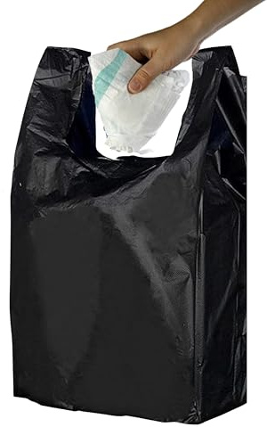 Black Adult Nappy Bags – Pack of 1000 | 25% Thicker, Strong & Leak-Resistant | Odour-Locking Disposal Sacks with Easy-Tie Handles | Ideal for Nappy Bins (8x13x18)