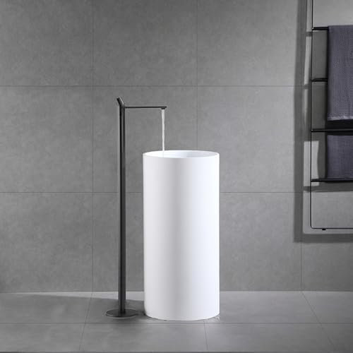 BiaoTeng Badewannenarmatur für Freistehende Badewanne Vertikal Heiße und Kalte Messing 360° Drehbarer Auslauf Badewannen Armaturen Freistehend Grau