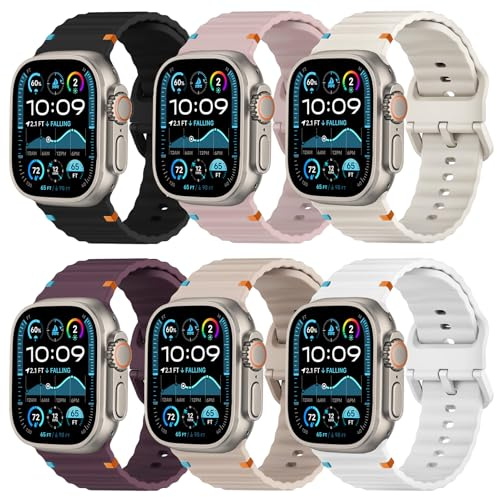 Correa Deporte Compatible con Apple Watch Ultra 3/2/1 49mm 46mm 45mm 44mm 42mm(Series 3 2 1) Hombre Mujer, Suave Silicona Impermeable Transpirable Correas para iWatch 11 10 9 SE 8 7 6 5 4