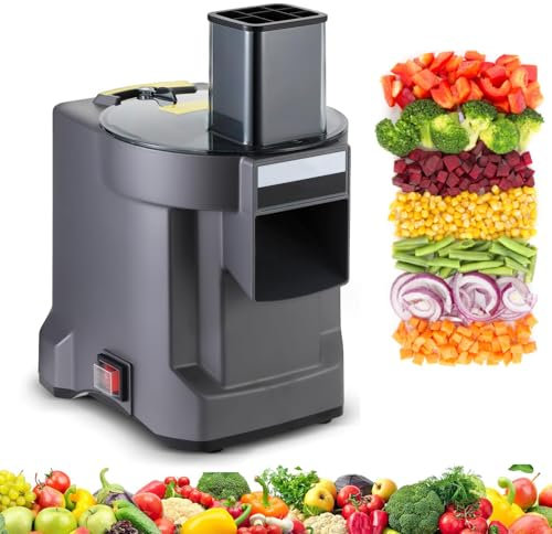Procesador de alimentos comercial, cortador eléctrico de verduras en cubos, picador de verduras multifuncional, cortador profesional de frutas de alta resistencia con 3 cuchillas de acero inoxidable