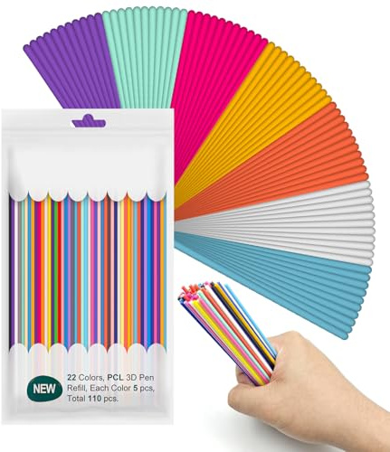Fosoloni 110 pcs 22 Farben 3D Doodler Stift Nachfüllpacks, Niedrige Drucktemperatur PCL Filament 3 D Stift, 3D Pen Filament Jede Farbe 15 cm x 5 pcs Nur Passend für 3D Stift