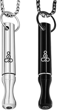 HotoPink Ensemble de 2 Colliers Portables de Pleine Conscience, Collier de Respiration en Acier Inoxydable, Collier Portable avec Sifflet Anti-Stress pour Yoga et Méditation, Soulagement de l'Anxiété