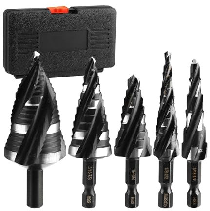 Broca de taladro de paso de metal, broca de paso, Taladro escalonado, Herramientas de corte de servicio pesado de acero de alta velocidad de alta velocidad para madera de acero inoxidable de aluminio