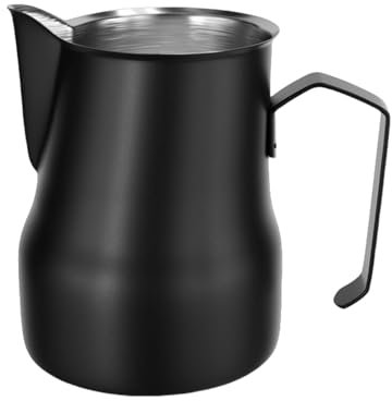 Brocca per schiuma di latte in acciaio inossidabile da 350/500 ml, bricco per schiuma di caffè, bricco per schiuma di caffè espresso, bricco per latte macchiato (nero 350 ml)