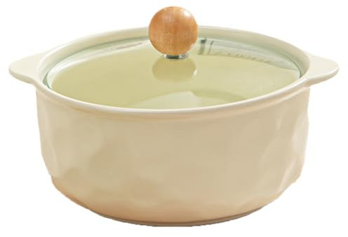 Eleeonora SoupièRe en CéRamique,Pot Soupe en CéRamique Double Anse,Cocotte éMailléE,Insensible à L'Humidité,Facile à Nettoyer,Compatible CongéLateur,Microphone Ondes