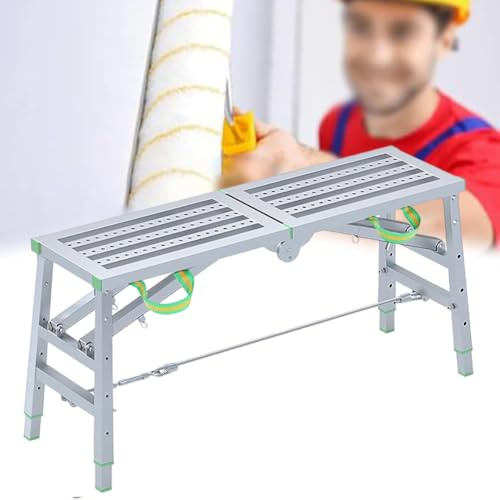 TT-YEC Equipo De Andamio De Alta Resistencia Con Altura Ajustable, Longitudes De Mesa De 55 A 78,7 Pulgadas, Reposapiés Plegable, Taburete Pintado Para Paneles De Yeso,C 160cm