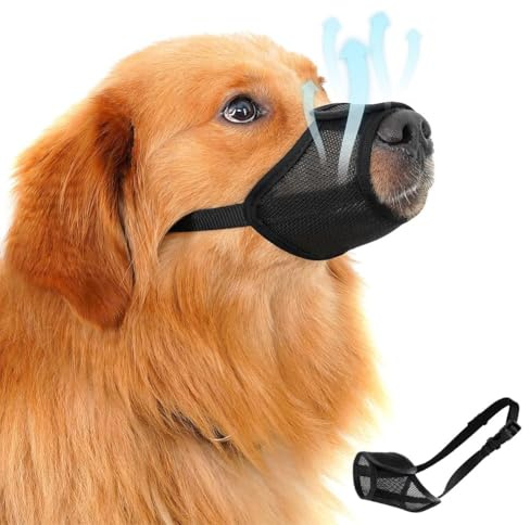 Maulkorb für Hunde, leichter & atmungsaktiver Netzmaulkorb, trinkbare Abdeckung für Chihuahua, Deutscher Schäferhund, Bulldogge - Einstellbar Anti-Fall Biss Bellen Kauen (Schwarz, S)