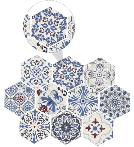 SOPOTUTU 10 Piezas Adhesivos Antideslizantes para El Suelo Piso Baño Lavable Y Pegatina Antideslizante Pasta para Azulejos Hexagonales De Polivinilo