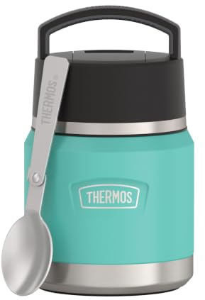 Thermos ICON Thermobehälter für Essen 0,35 l, 12 h heiß, seafoam | 16 h kalt, auslaufsicherer Edelstahl-Isolierbehälter, Lunchpot mit Löffel für Suppe, Pasta, Schule & unterweg, türkis