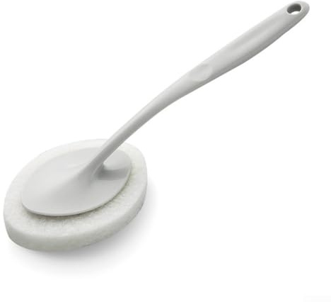 Esponja de mango largo, cepillo de limpieza de pared de baño, cepillo de bañera de piso de azulejos para limpieza profunda (gris)